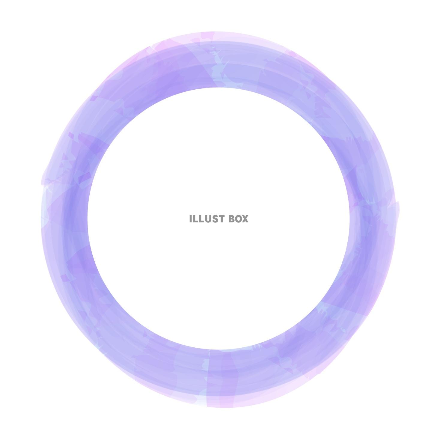 水彩風の円形のフレーム・紫