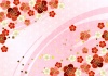  ピンクの麻の葉模様に一筆と牡丹の和背景