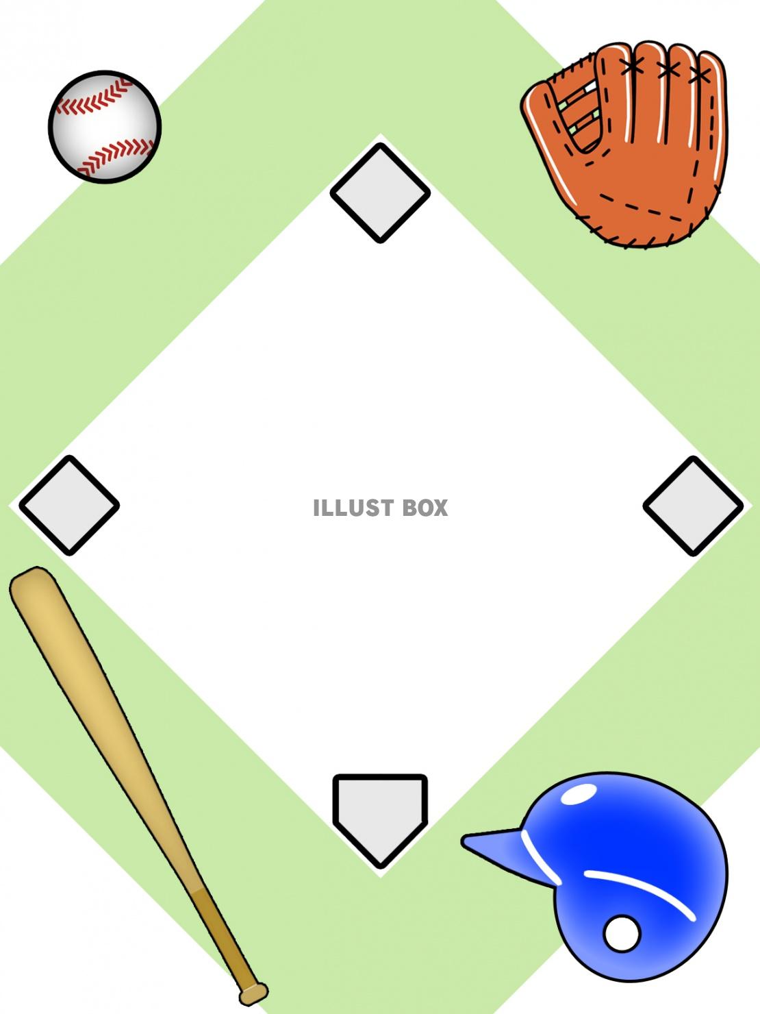 野球場のベースのフレームシンプル飾り枠イラスト