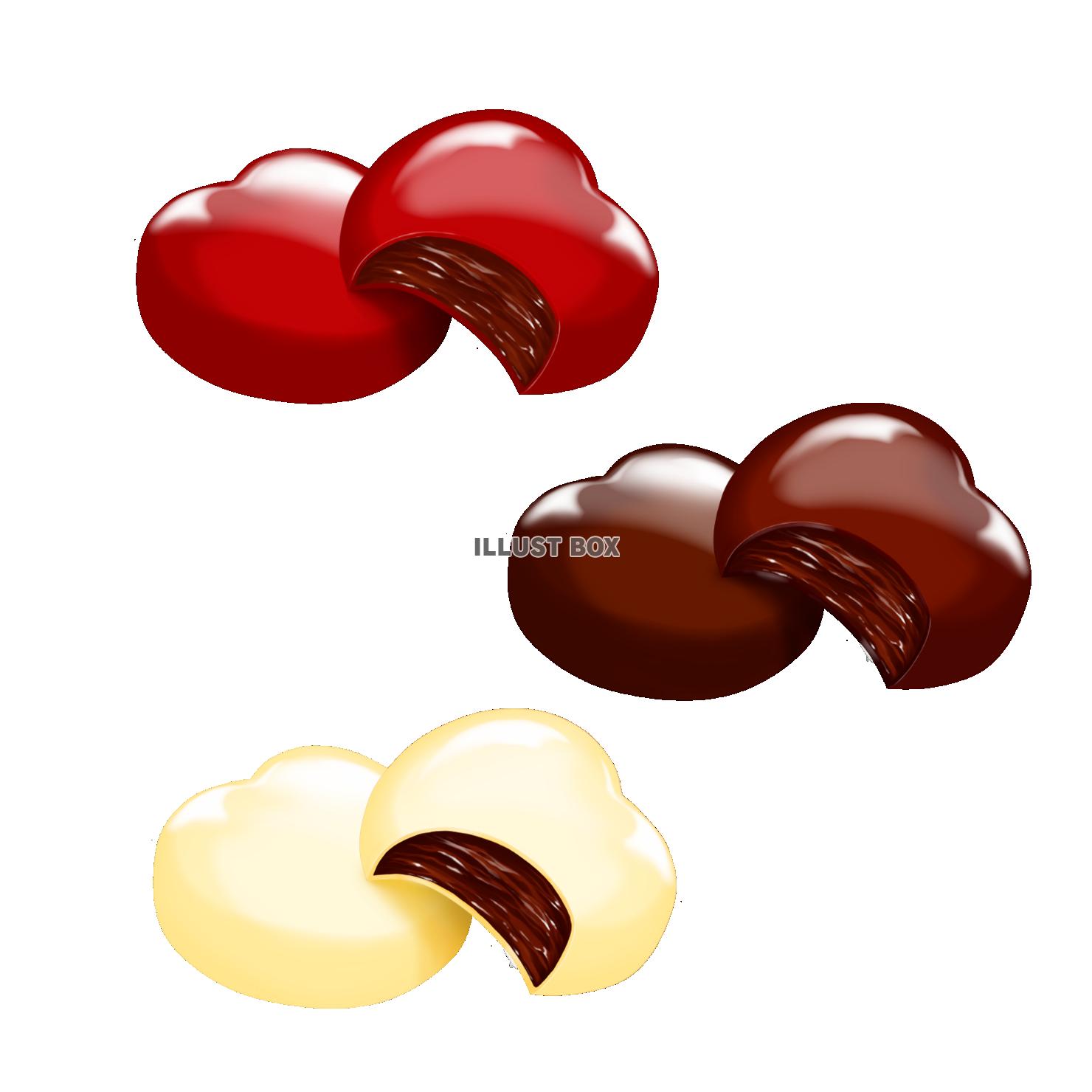 ハート型一粒チョコレート 3種セット 重ね