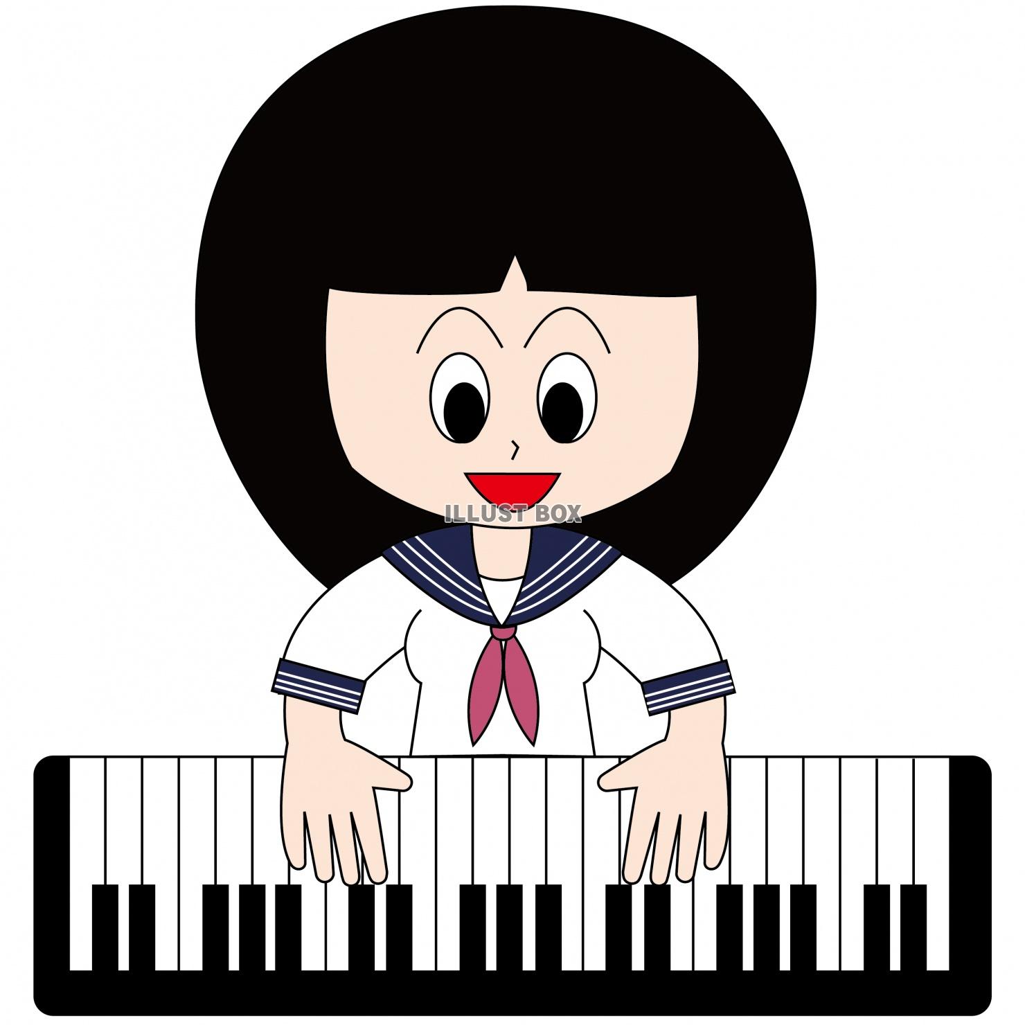 ピアノを弾く女子学生のイラスト