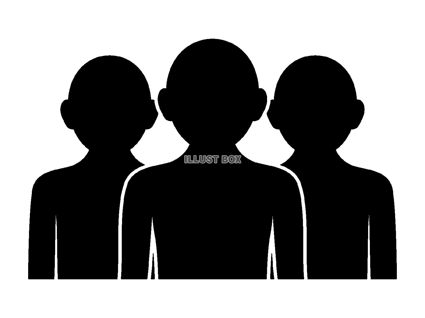 三人の人物の影のイラスト