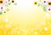 春の花と黄色のキラキラ背景ヨコ