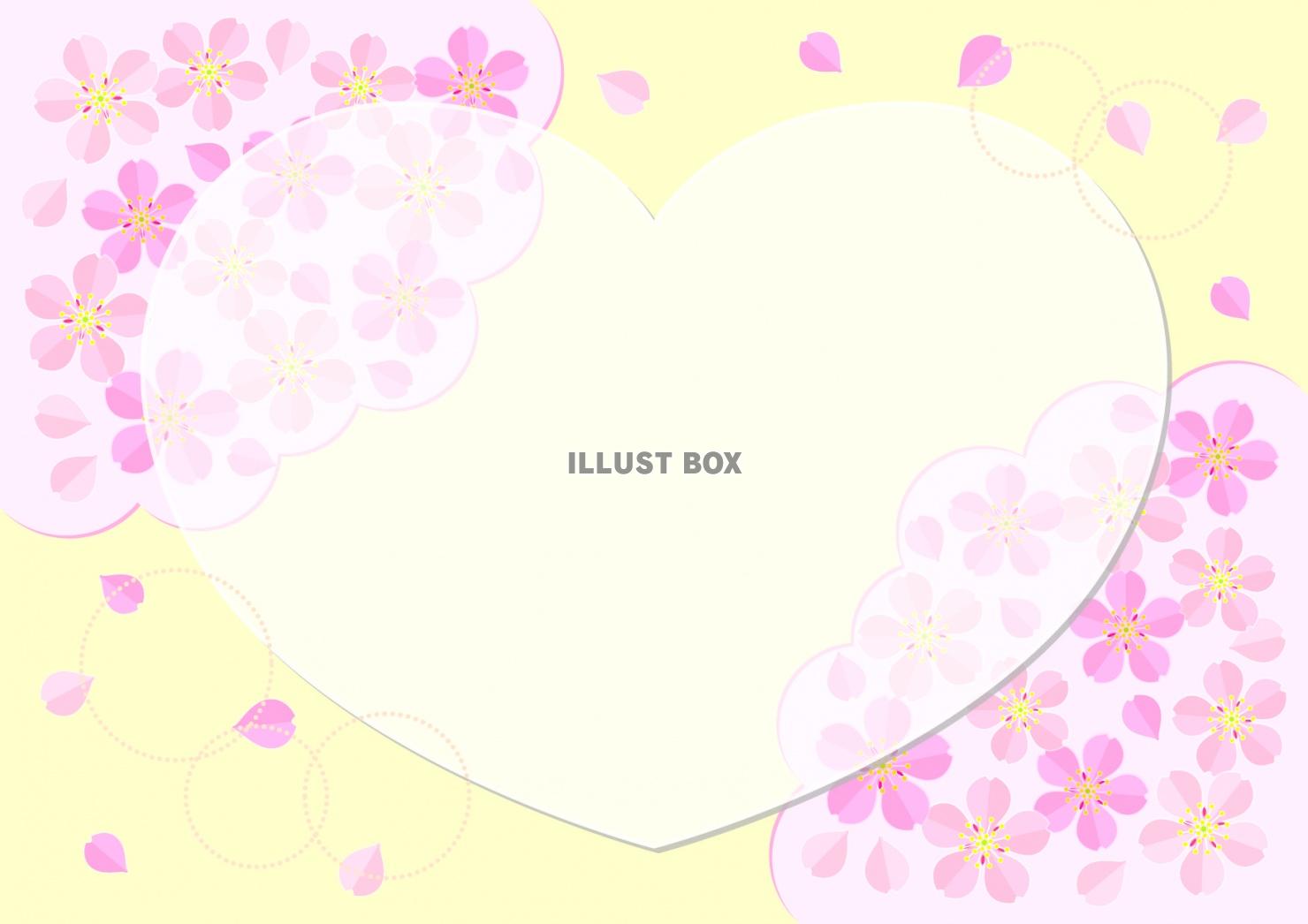 桜が満開のメッセージカード（ハート）