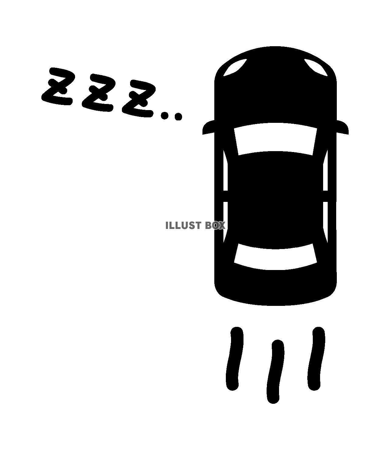 居眠り運転する車のシルエット