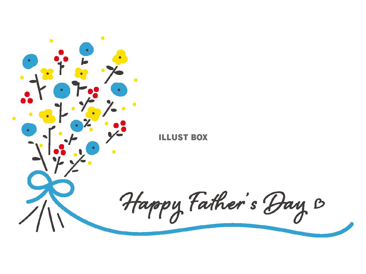 かわいい手描きの花束と父の日の文字デザイン