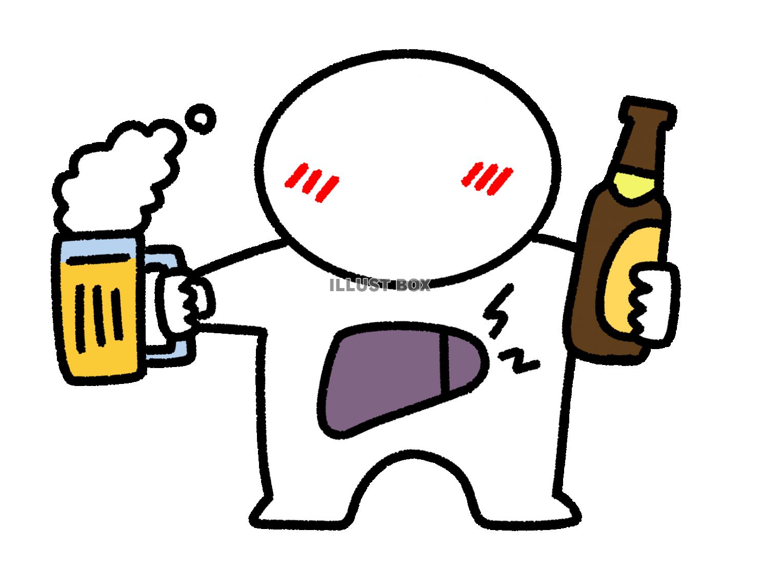 アルコール飲料と棒人間と肝臓