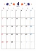 4月カレンダー　2024年　令和6年　A4縦　オレンジと紺