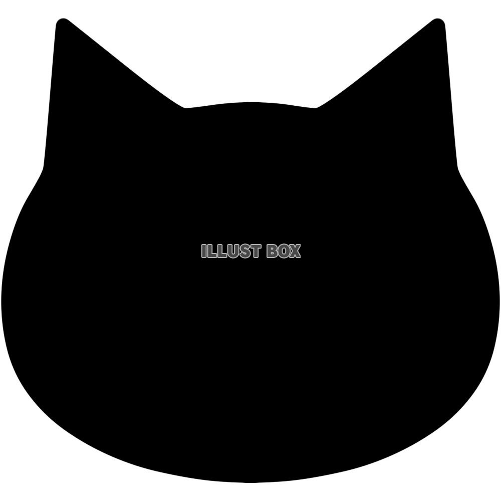 【猫顔シルエット】１－１　黒色　白背景jpeg