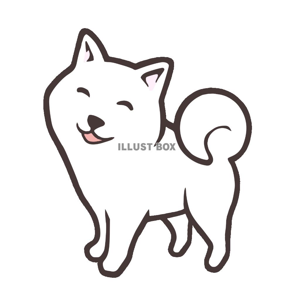 笑っているように見える白い犬のイラスト