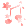 水彩風の桜と音符　ピンク