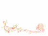 水彩風のピンク色の音符と葉と花のフレーム