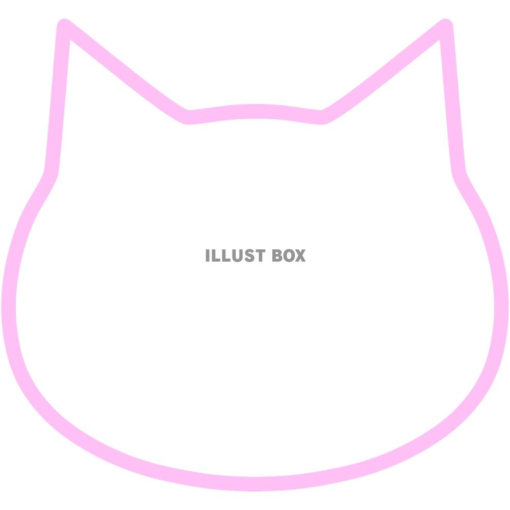 【猫顔シルエット】１－２　ピンク色　白背景jpeg