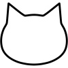 【猫顔シルエット】１－２　黒色　白背景jpeg