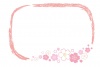 手書きクレヨンの桜と四角フレーム/桃色