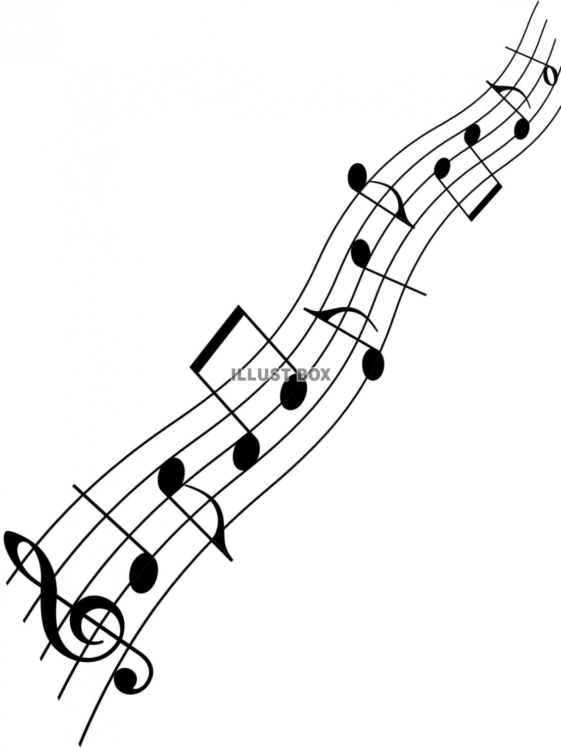 波打つ楽譜の音楽イラスト素材音符のシンプル背景