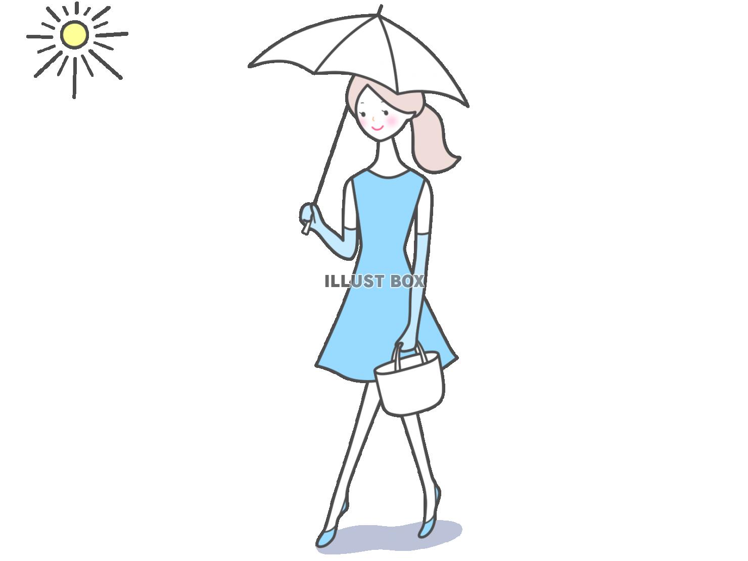 【日傘をさして歩いている女性】１　透過png