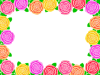華やかなバラの花模様フレーム素材カラフル飾り枠png透過