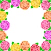 華やかなバラの花模様フレーム素材カラフル飾り枠