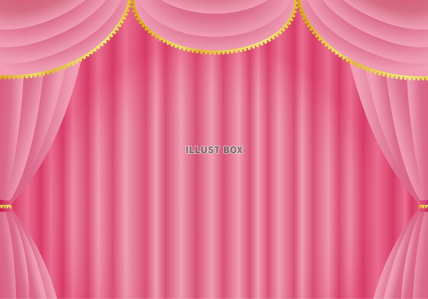 ピンクのカテーン★ピンクの幕★ピンクの舞台幕イラスト