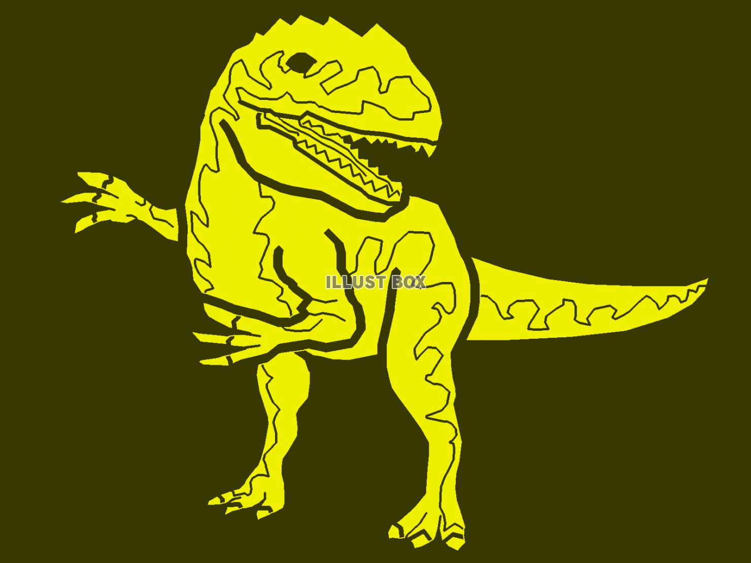 黄色モチーフのアロサウルスのシルエット