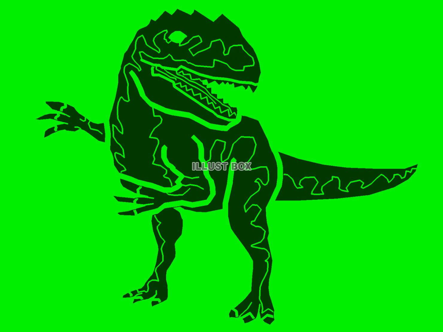 緑色モチーフのアロサウルスのシルエット