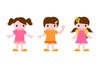  【ベクターデータ】子ども（少女）3人セット