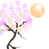 イラスト　陽のあたる桜