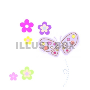 イラスト　蝶と花