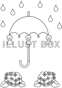 塗り絵　梅雨の雨