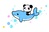 イルカとパンダのイラスト