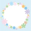 お花サークルフレーム／ブルーの水玉背景付き