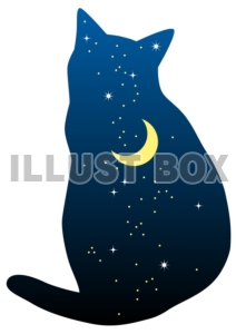 無料イラスト 猫型夜空