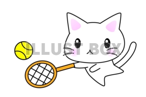 無料イラスト テニス猫のイラストカット