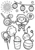 楽しい夏祭り＜塗り絵＞