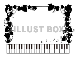 ピアノの鍵盤とツタの葉飾り枠