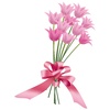 ピンクのチューリップの花束とリボン