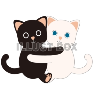 無料イラスト 白ネコと黒猫