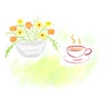 花鉢とコーヒー