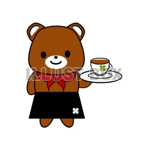 無料イラスト カフェ店員さん くま