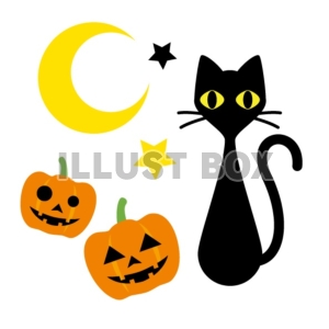 無料イラスト ハロウィン 黒猫とかぼちゃ
