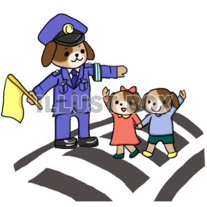 無料イラスト 交通安全 犬のおまわりさん 警察官 職業