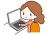 パソコン仕事女性のイラストカット