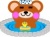 くまとヒヨコの露天風呂入浴