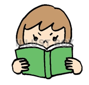 無料イラスト 真剣に本を読む女性