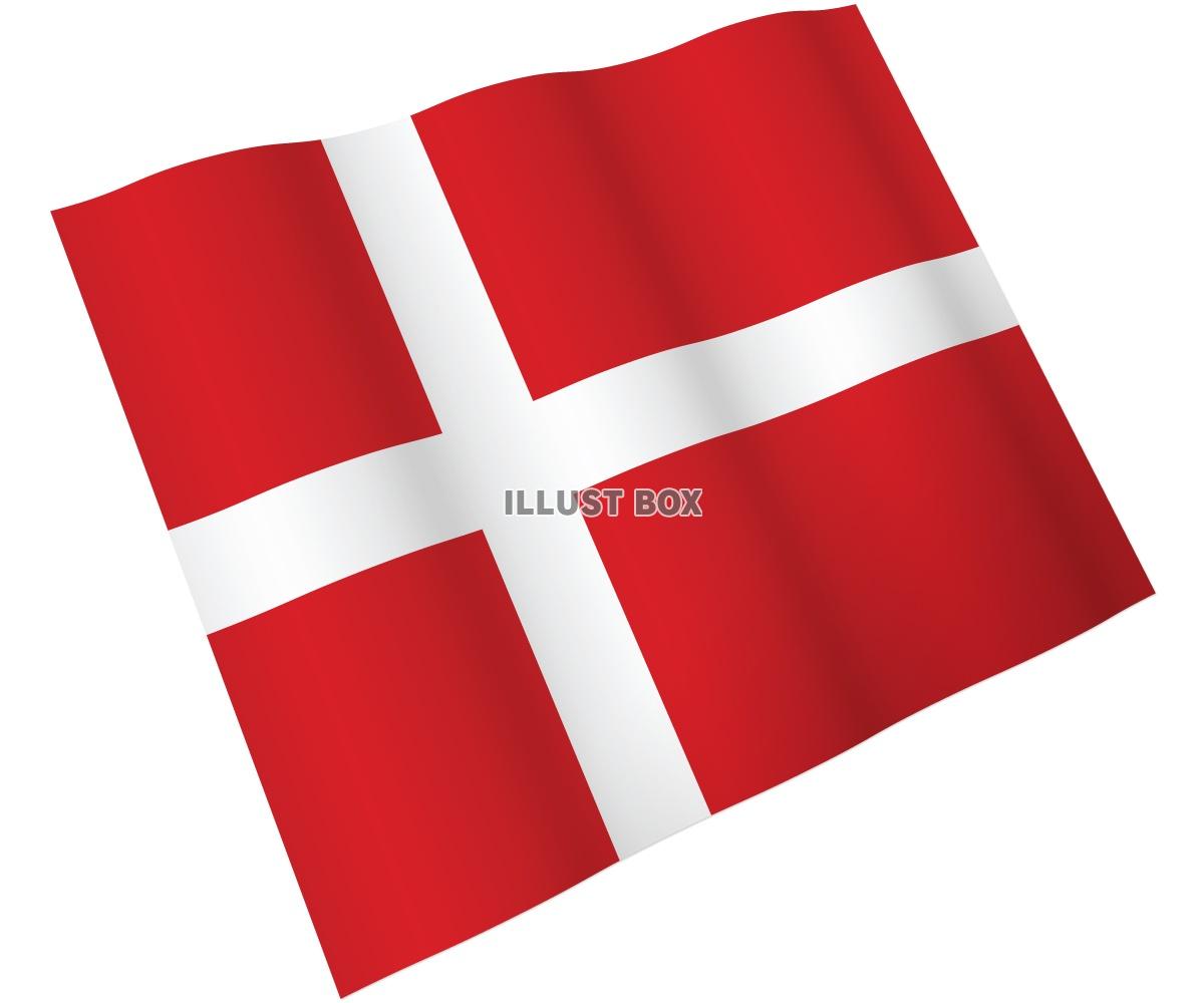 【国旗のはためきシリーズ】　デンマーク : イラスト無料