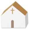 【ワンポイントイラスト】北欧デザインシリーズ　茶色い屋根の家01教会