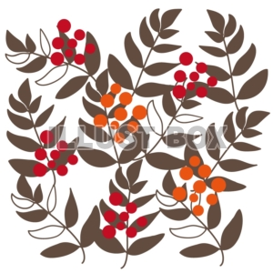無料イラスト ワンポイントイラスト 北欧デザインシリーズ 赤い実と葉っぱ