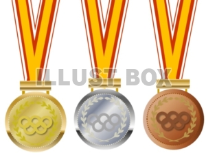 無料イラスト 商業利用不可 オリンピック 金 銀 銅のメダル