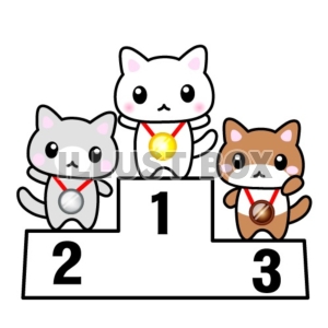 オリンピック・表彰台猫ちゃんイラスト